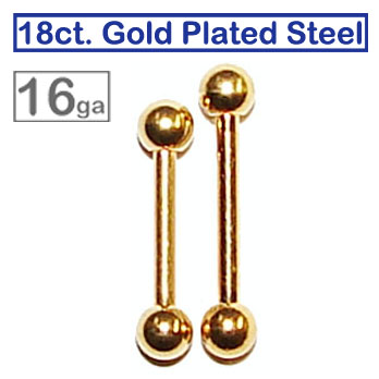 16ga 18kt Gold Plated Barbell – Silver Treasures Pty Ltd